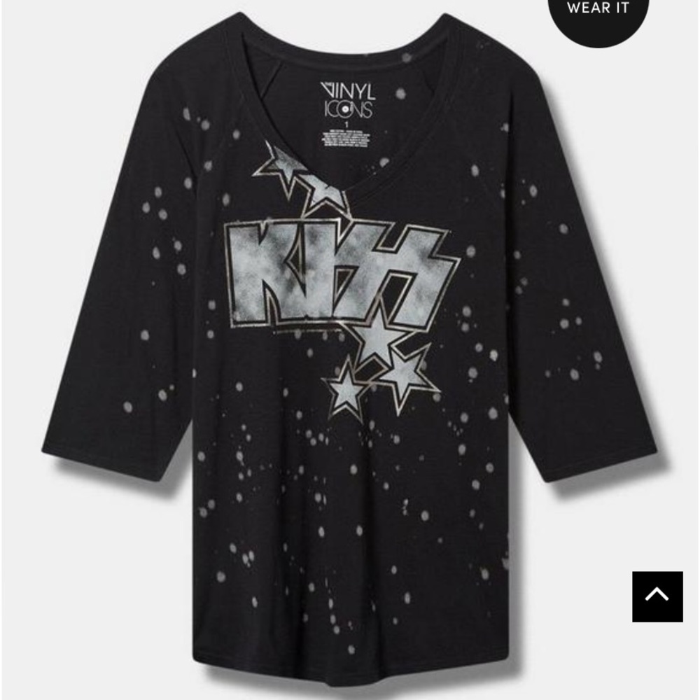 Torrid KISS Classic Fit Cotton Varsity V-Neck Tee Size 0 ( Large )